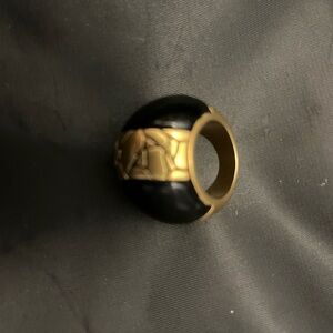T Tahari Black and Gold Ring
